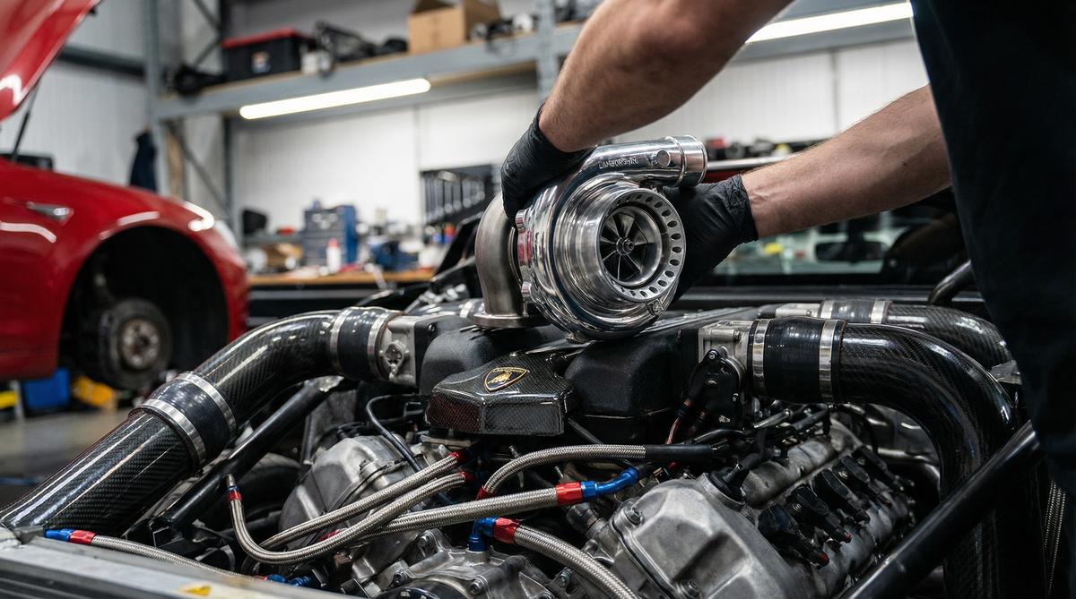 媚黑汽车改装视频-V12引擎涡轮增压改装